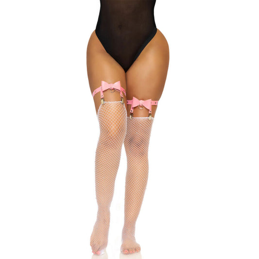 Leg Avenue Vegan Leather Tigh High Garter One Size Pink | Niks.fi verkkokauppa