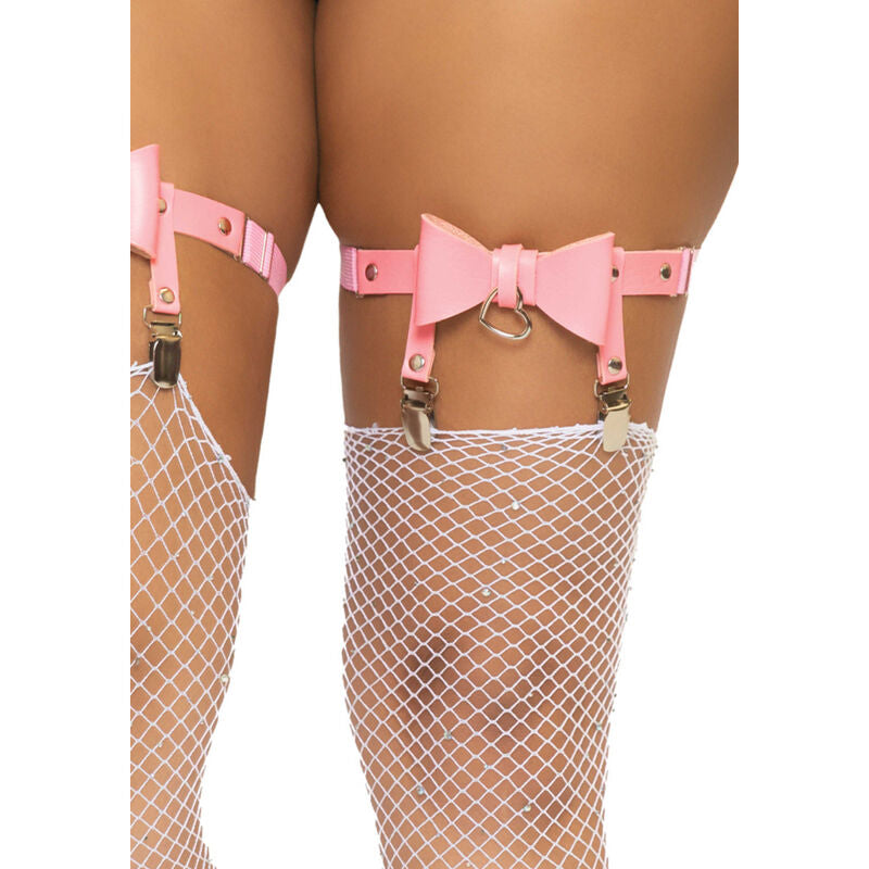 Leg Avenue Vegan Leather Tigh High Garter One Size Pink | Niks.fi verkkokauppa
