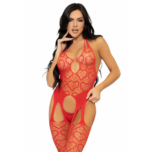 Leg Avenue Net Suspender Bodystocking One Size Red | Niks.fi verkkokauppa