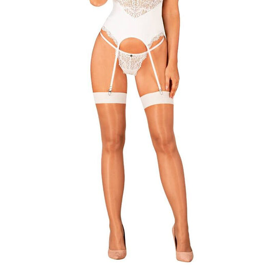 Obsessive S814 Stockings White S/M | Niks.fi verkkokauppa