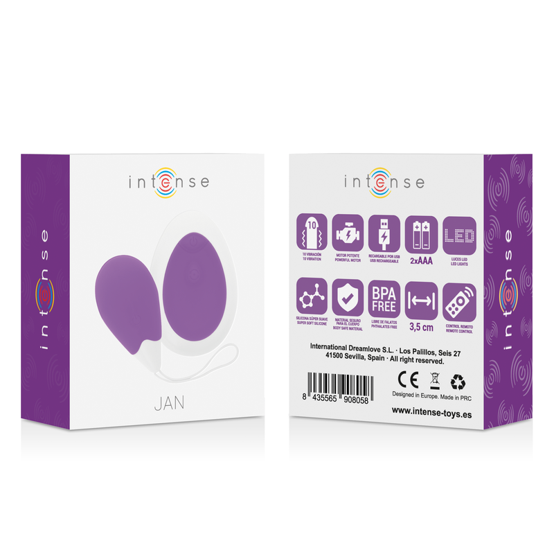 Intense Jan Lilac Remote Control Vibrating Egg | Niks.fi verkkokauppa