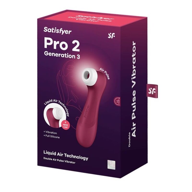 Satisfyer Pro 2 Generation 3 Liquid Air Technology Wine Red | Niks.fi verkkokauppa