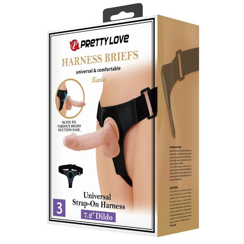 Pretty Love Harness Briefs Universal Harness With Dildo Kevin 19 Cm Natural | Niks.fi verkkokauppa
