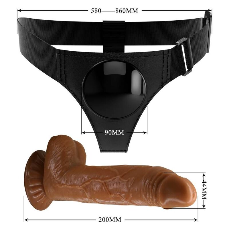 Pretty Love Harness Briefs Universal Harness With Dildo Micheal 20 Cm Black | Niks.fi verkkokauppa