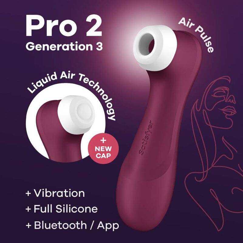 Satisfyer Pro 2 Generaciуn 3 Wine Red Bluetooth & App | Niks.fi verkkokauppa
