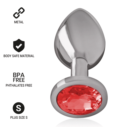Intense Aluminum Metal Anal Plug With Red Crystal Size S | Niks.fi verkkokauppa