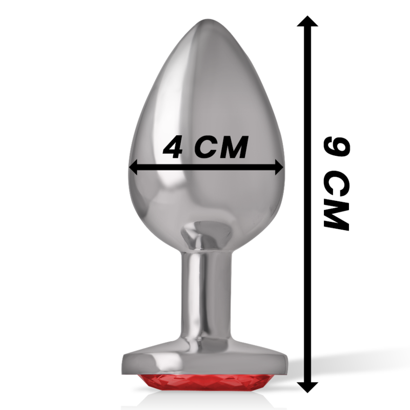 Intense Aluminum Metal Anal Plug With Red Crystal Size L | Niks.fi verkkokauppa