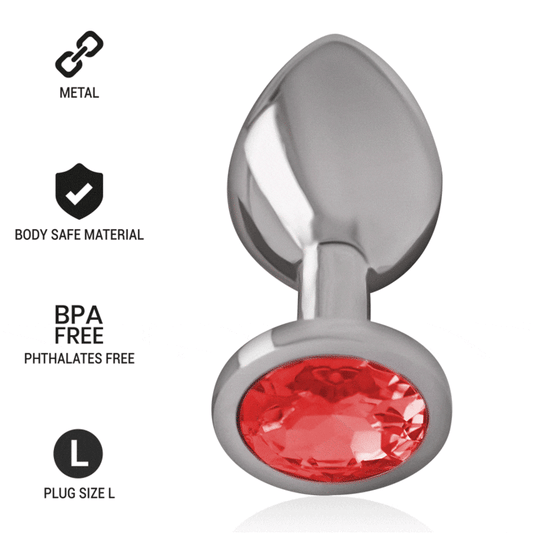 Intense Aluminum Metal Anal Plug With Red Crystal Size L | Niks.fi verkkokauppa