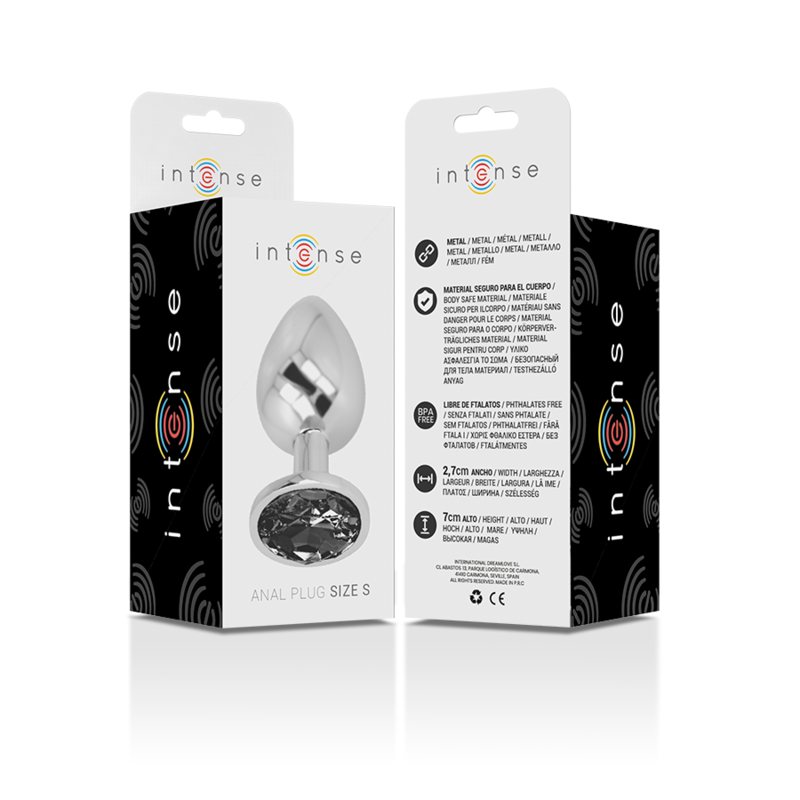 Intense Aluminum Metal Anal Plug With Black Crystal Size S | Niks.fi verkkokauppa