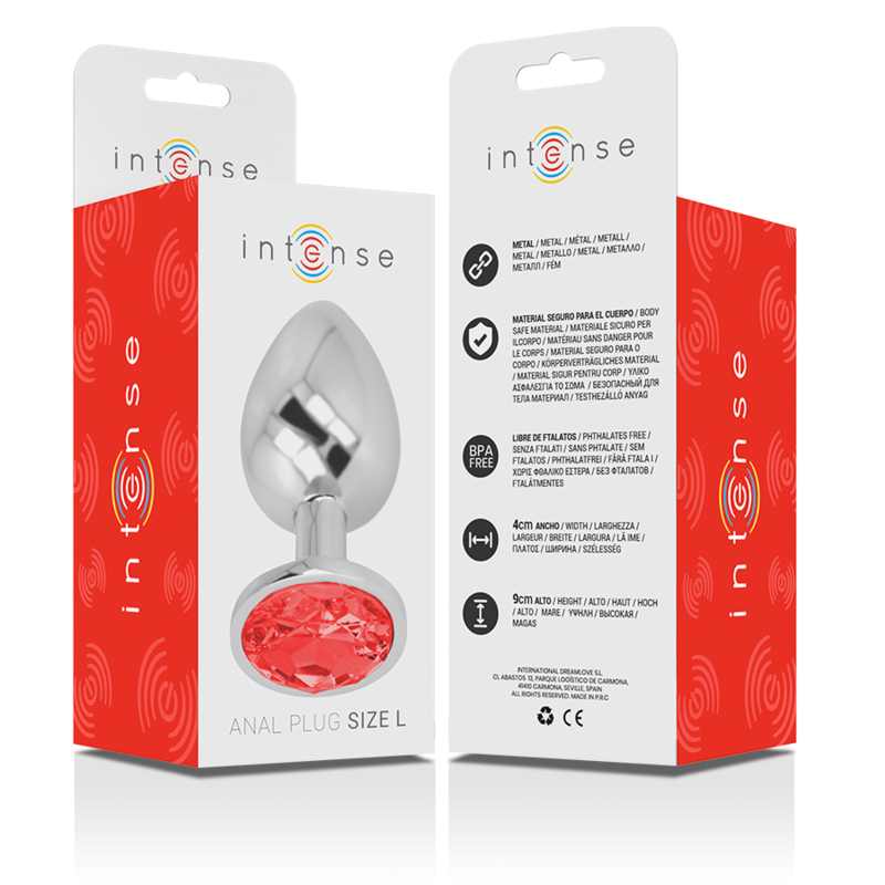 Intense Aluminum Metal Anal Plug With Red Crystal Size L | Niks.fi verkkokauppa