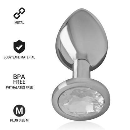 Intense Aluminum Metal Anal Plug With Silver Crystal Size M | Niks.fi verkkokauppa