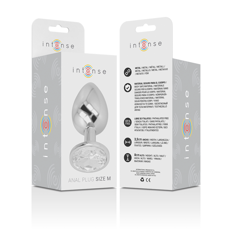 Intense Aluminum Metal Anal Plug With Silver Crystal Size M | Niks.fi verkkokauppa