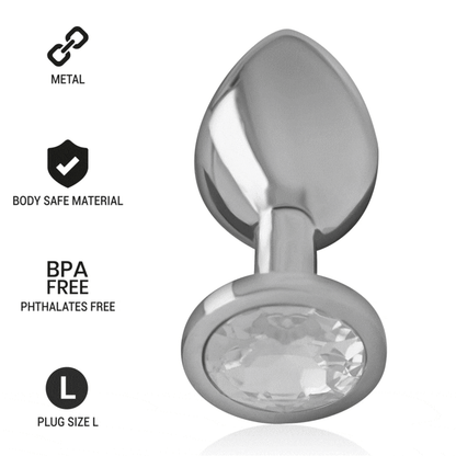 Intense Aluminum Metal Anal Plug With Silver Crystal Size L | Niks.fi verkkokauppa