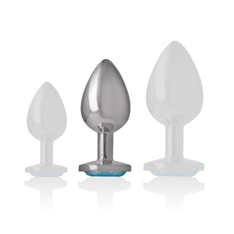 Intense Aluminum Metal Anal Plug With Blue Glass Size M | Niks.fi verkkokauppa
