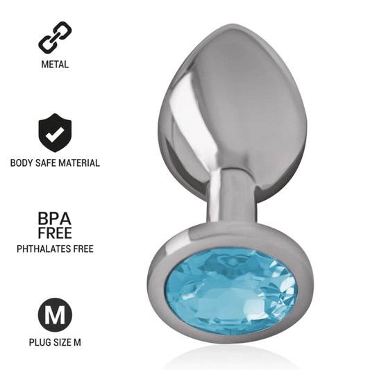 Intense Aluminum Metal Anal Plug With Blue Glass Size M | Niks.fi verkkokauppa