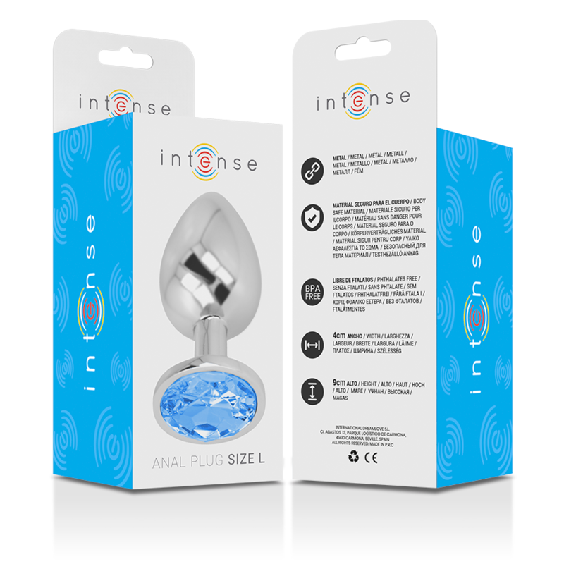 Intense Aluminum Metal Anal Plug With Blue Crystal Size L | Niks.fi verkkokauppa