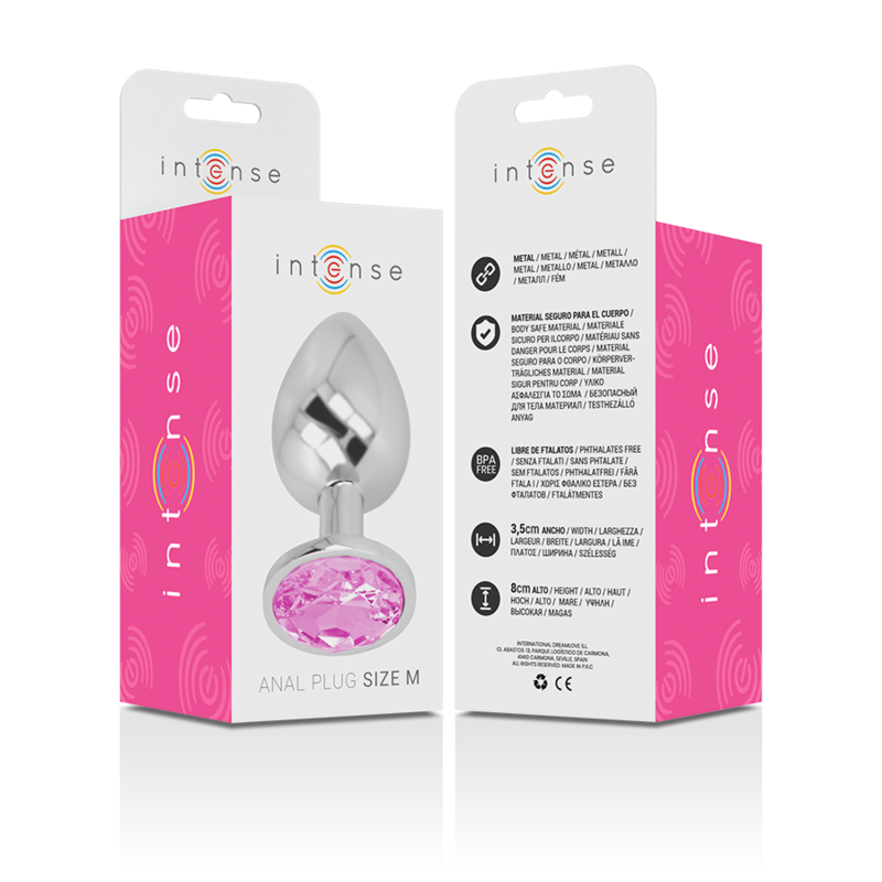 Intense Aluminum Metal Anal Plug With Pink Crystal Size M | Niks.fi verkkokauppa