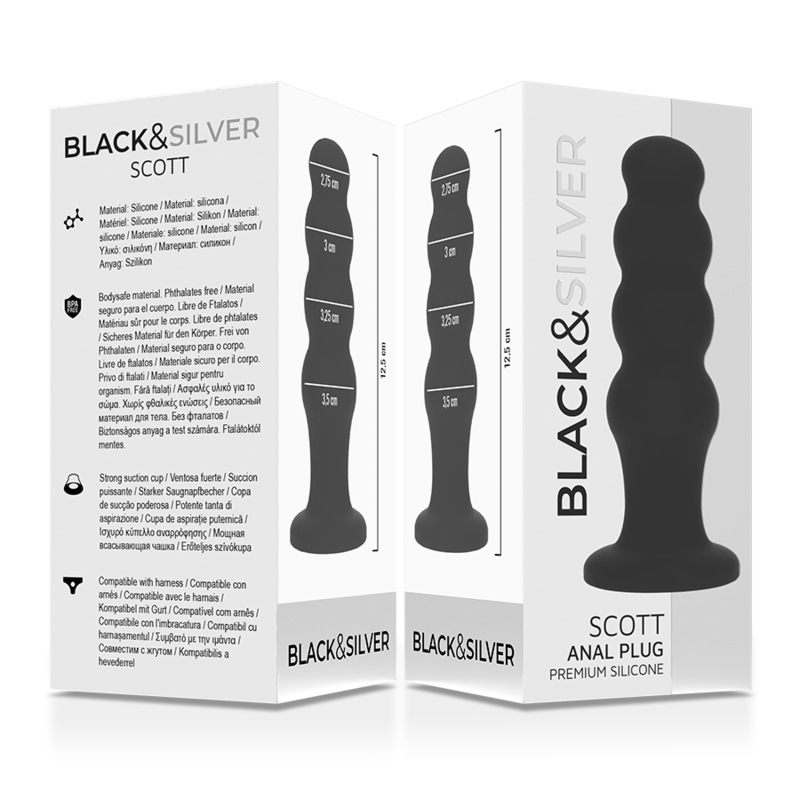 Black&Silver Scott Premium Silicone Anal Plug Black | Niks.fi verkkokauppa