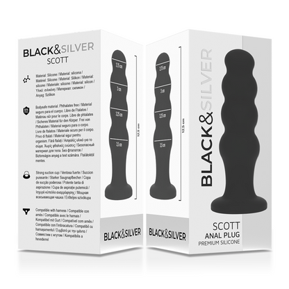 Black&Silver Scott Premium Silicone Anal Plug Black | Niks.fi verkkokauppa