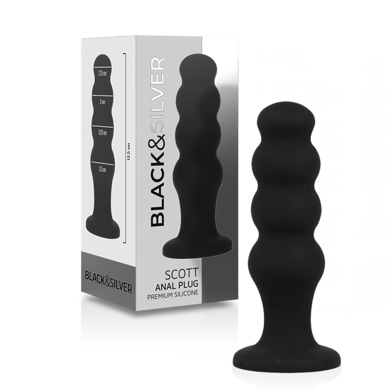 Black&Silver Scott Premium Silicone Anal Plug Black | Niks.fi verkkokauppa
