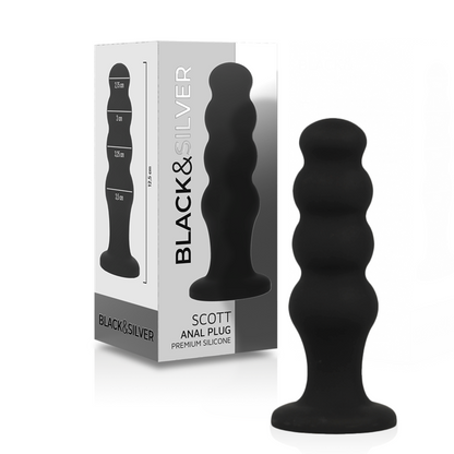 Black&Silver Scott Premium Silicone Anal Plug Black | Niks.fi verkkokauppa