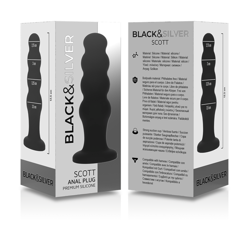 Black&Silver Scott Premium Silicone Anal Plug Black | Niks.fi verkkokauppa