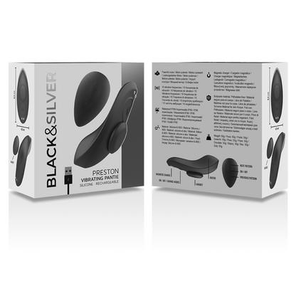 Black&Silver Preston Rechargeable Silicone Vibrator Pantie Black | Niks.fi verkkokauppa