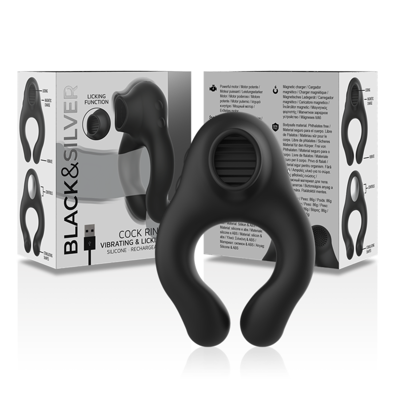 Black&Silver Silicone Vibrator Ring 3 Motors Rechargeable Black | Niks.fi verkkokauppa