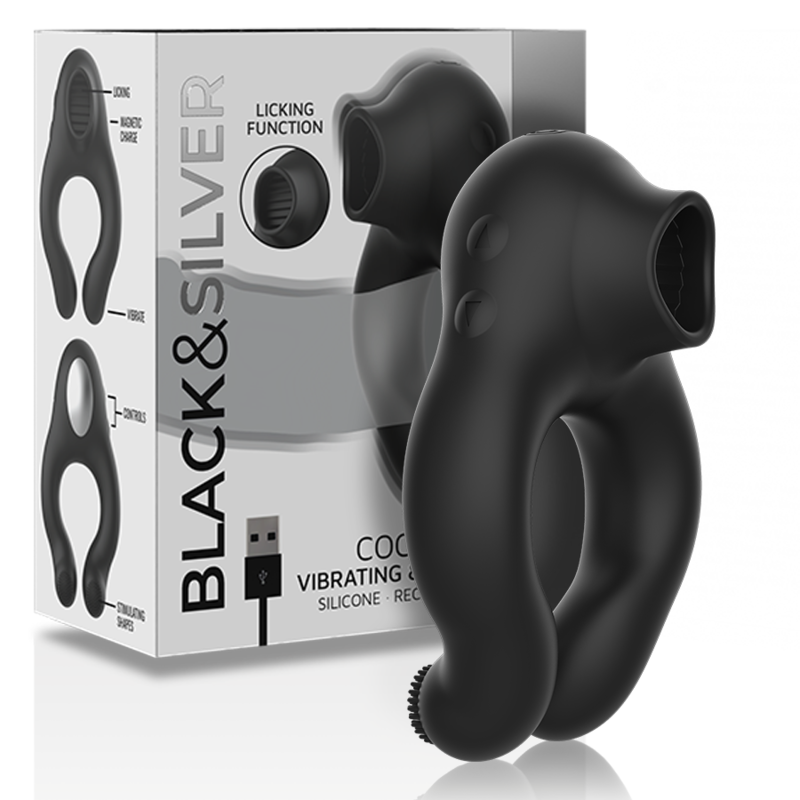 Black&Silver Silicone Vibrator Ring 3 Motors Rechargeable Black | Niks.fi verkkokauppa