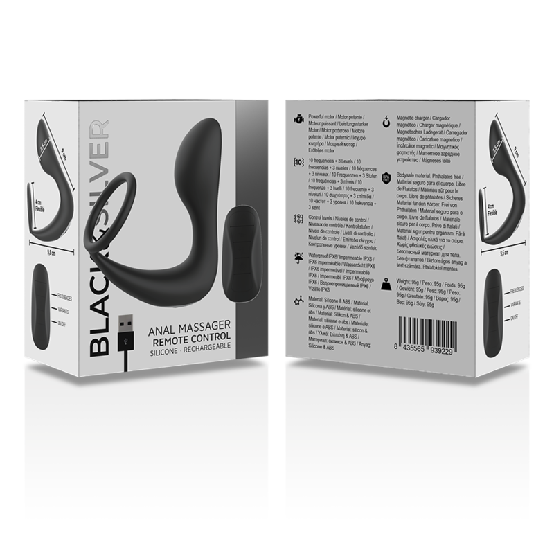 Black&Silver Remote Control Anal Massager Rechargeable Silicone Black | Niks.fi verkkokauppa