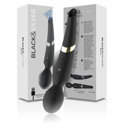 Black&Silver Beck Rechargeable Silicone Massager And Suction Black | Niks.fi verkkokauppa