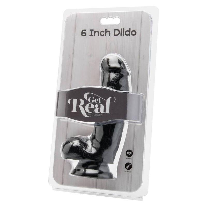 Get Real Dildo 12 Cm With Balls Black | Niks.fi verkkokauppa