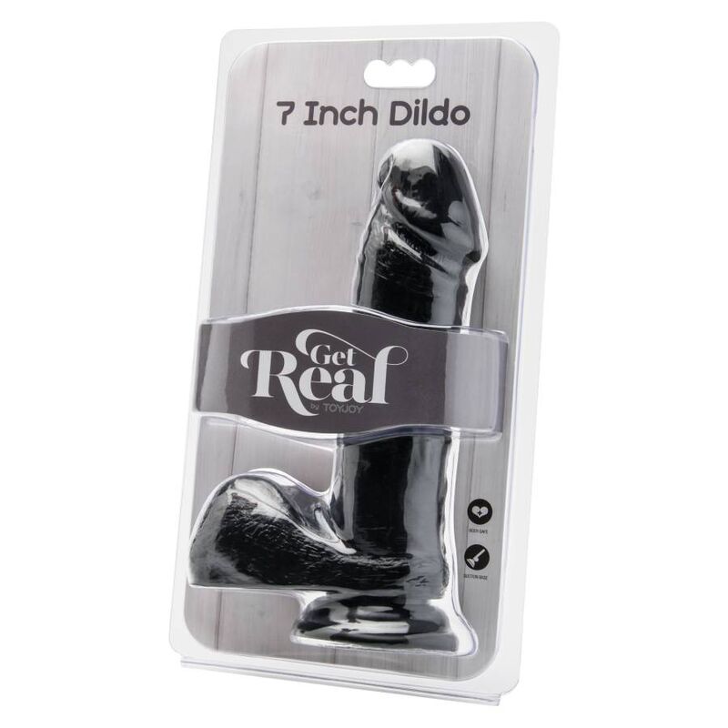 Get Real Dildo 18 Cm With Balls Black | Niks.fi verkkokauppa