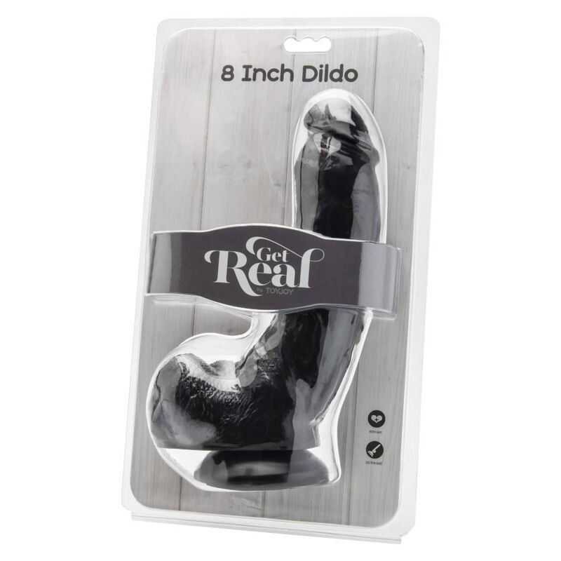 Get Real Dildo 20,5 Cm With Balls Black | Niks.fi verkkokauppa