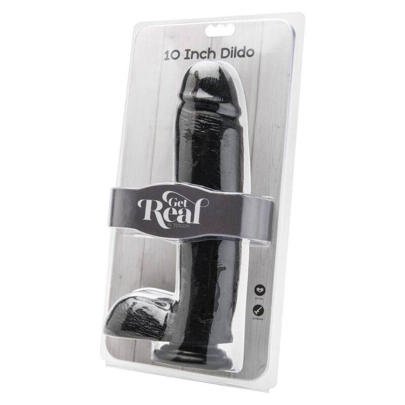 Get Real Dildo 25,5 Cm With Balls Black | Niks.fi verkkokauppa