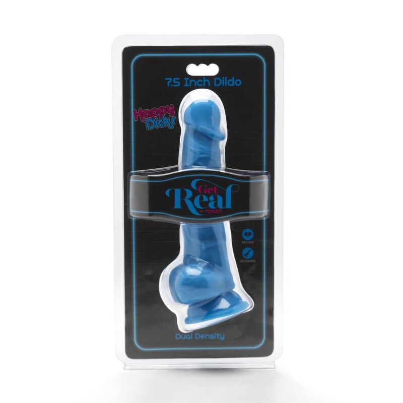 Get Real Happy Dicks 19 Cm With Balls Blue | Niks.fi verkkokauppa