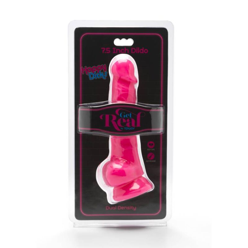 Get Real Happy Dicks 19 Cm With Balls Pink | Niks.fi verkkokauppa