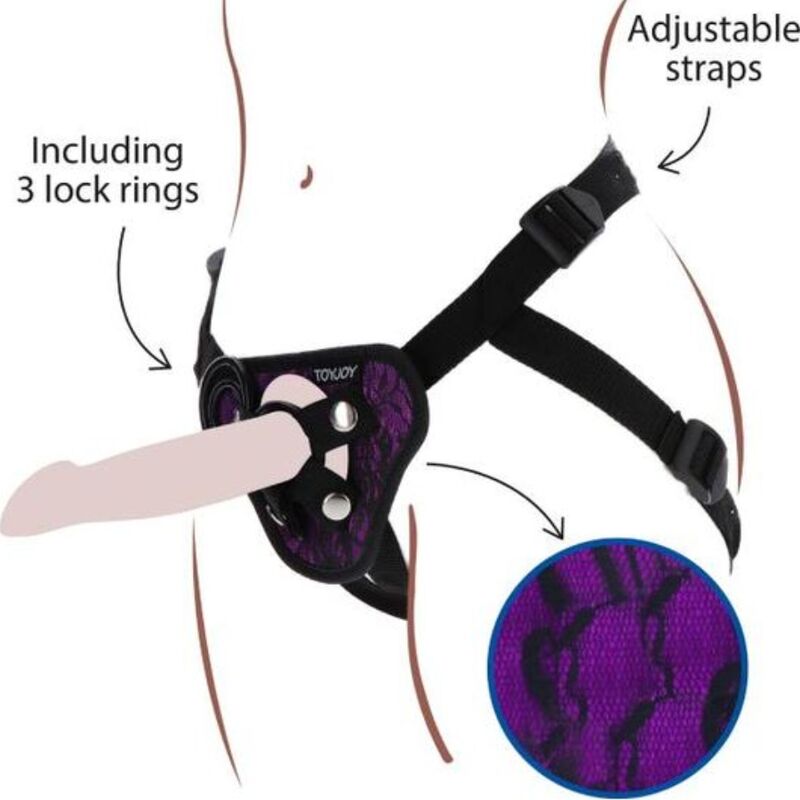Get Real Strap-On Lace Harness Purple | Niks.fi verkkokauppa