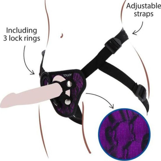 Get Real Strap-On Lace Harness Purple | Niks.fi verkkokauppa