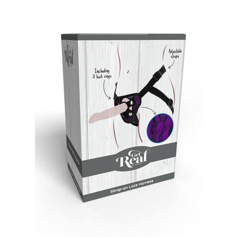 Get Real Strap-On Lace Harness Purple | Niks.fi verkkokauppa