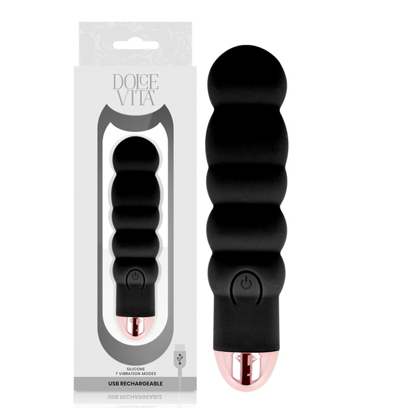 Dolce Vita Rechargeable Vibrator Six Black 7 Speeds | Niks.fi verkkokauppa