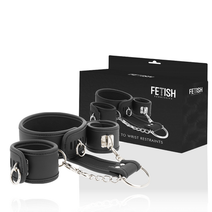 Fetish Submissive Vegan Leather Necklace And Handcuffs With Noprene Lining | Niks.fi verkkokauppa