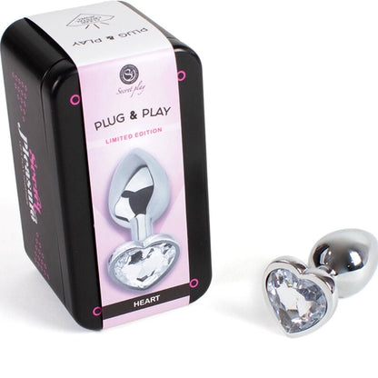 Secretplay Metal Butt Plug Clear Crystal Heart Small Size 7 Cm | Niks.fi verkkokauppa