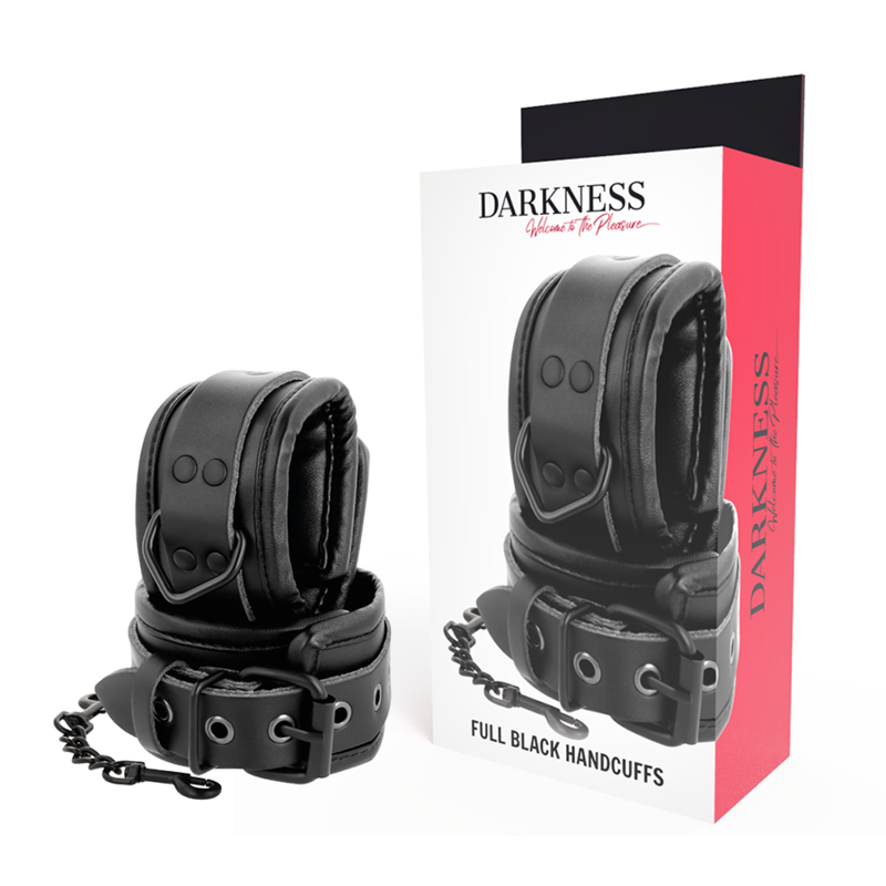 Darkness Adjustable Black Leather Hands Handcuffs | Niks.fi verkkokauppa