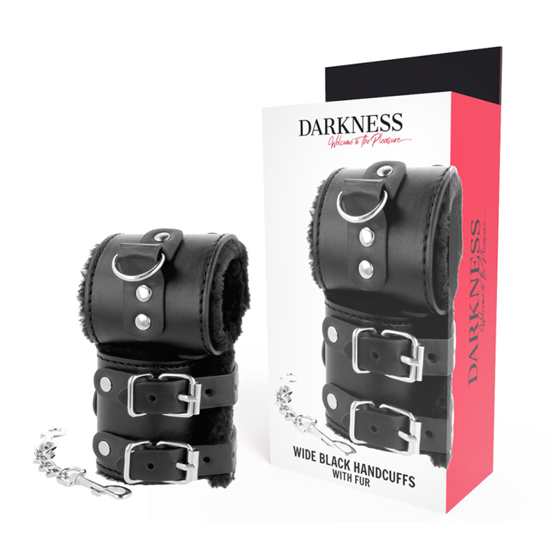 Darkness Black Adjustable Leather Handcuffs With Lining | Niks.fi verkkokauppa