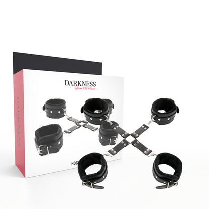Darkness Leather Handcuffs For Foot And Hands Black | Niks.fi verkkokauppa