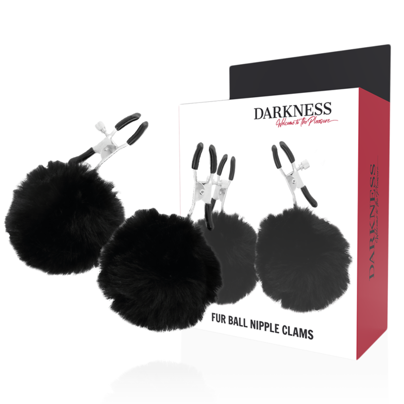 Darkness Nipple Clamps With Pom Poms 1 | Niks.fi verkkokauppa