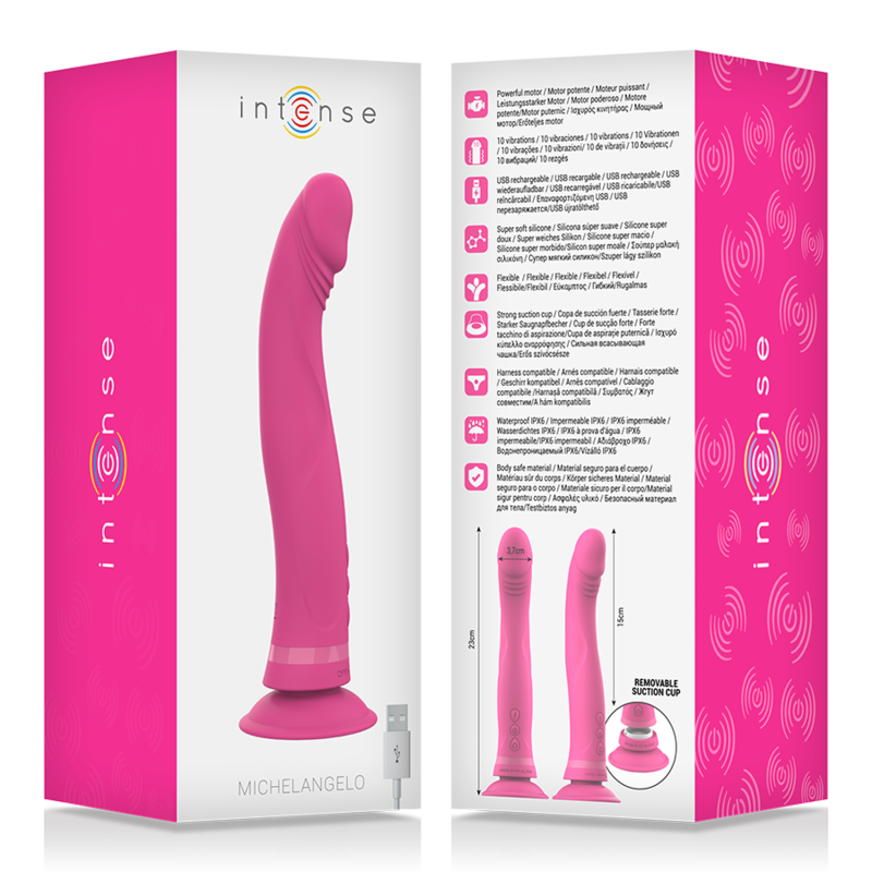 Intense Michelangelo Pink Silicone Vibrator Dildo | Niks.fi verkkokauppa