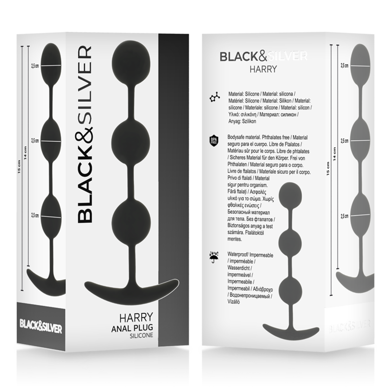 Black&Silver Harry Anal Rosary 3 Silicone Spheres 14 Cm | Niks.fi verkkokauppa