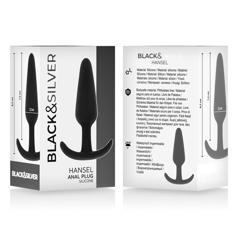 Black&Silver Hansel Silicone Anal Plug With Small Handle | Niks.fi verkkokauppa